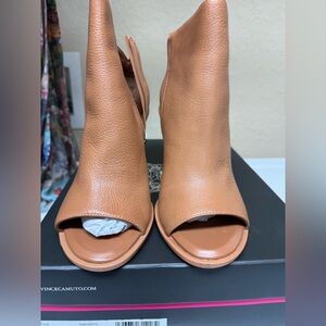 Vince Camuto Brown Peep-Toe Heeled Boots